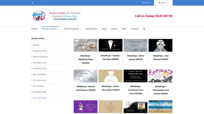 Kool 4 U website shop page designed and developed by Blue Pixel