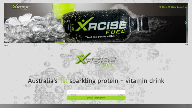 Xrcise Fuel main home page created by Blue Pixel